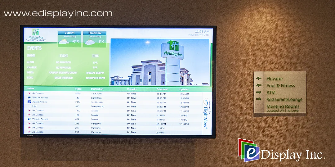 Hotel Digital Signage — Holiday Inn, Calgary International Airport