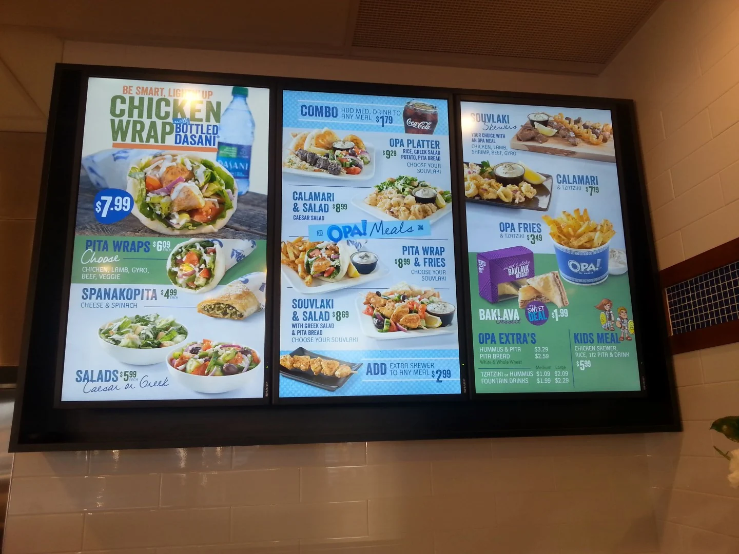 E Display Installs Digital Menu Boards at OPA! Souvlaki Counrty Hills, Calgary