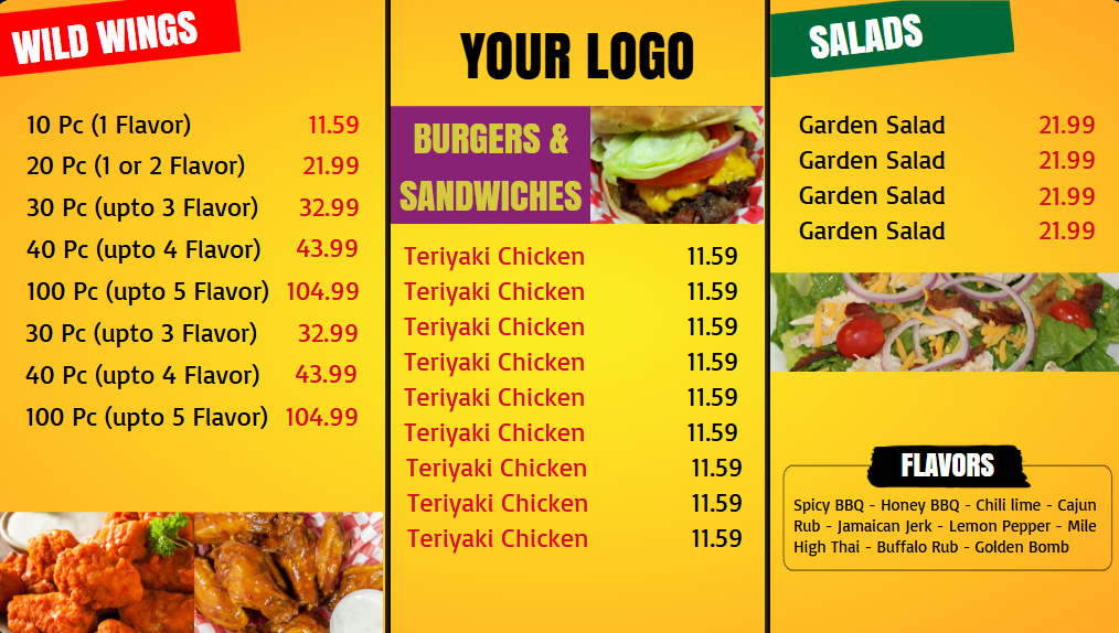Wings, Sandwich & Salad