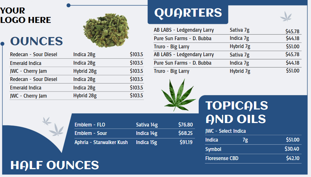 Cannabis Menu