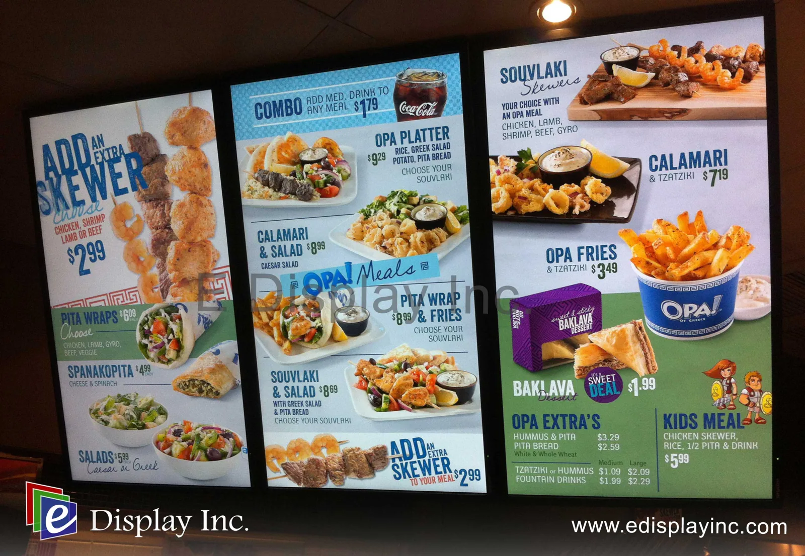 E Display Deploys Digital Menu Boards at OPA! Cochrane Town Centre, Cochrane, Alberta