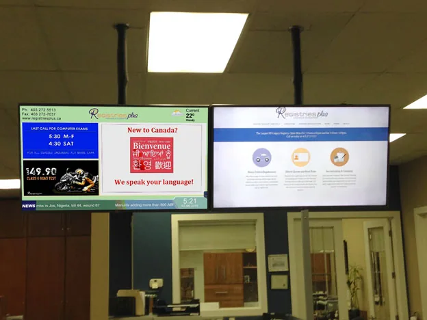 E Display Deploys Digital Signage Solution at Registries Plus, Calgary Alberta